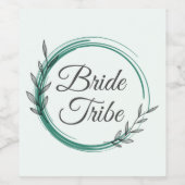 Brautstamm Emerald Green Botanischer Kranz Weinetikett (Einzelnes Label)