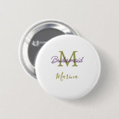 Brautstamm-Monogramm Brautparty einfach golden p Button (Vorne & Hinten)