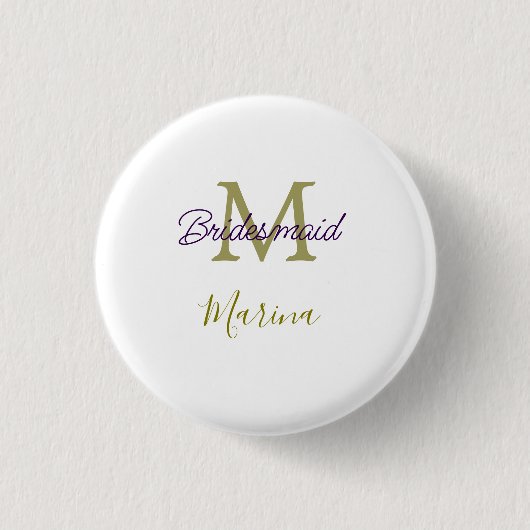 Brautstamm-Monogramm-Junggesellinnenabschied einfa Button (Vorderseite)