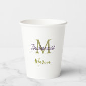 Brautstamm-Monogramm-Junggesellinnenabschied einfa Pappbecher (Rückseite)