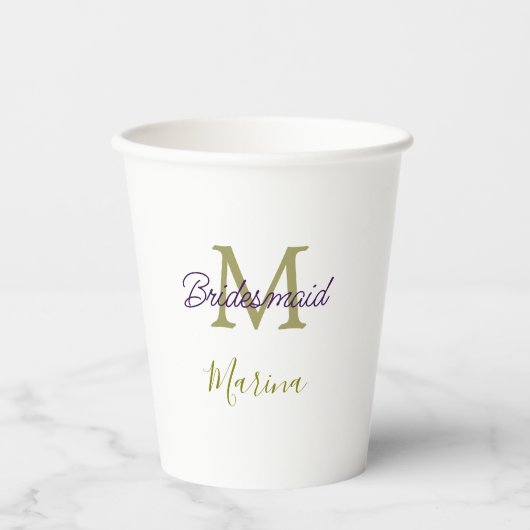 Brautstamm-Monogramm-Junggesellinnenabschied einfa Pappbecher (Vorderseite)