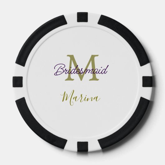 Brautstamm-Monogramm-Junggesellinnenabschied einfa Pokerchips (Vorderseite)