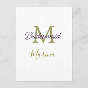 Brautstamm-Monogramm-Junggesellinnenabschied einfa Postkarte