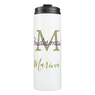 Brautstamm-Monogramm-Junggesellinnenabschied einfa Thermosbecher