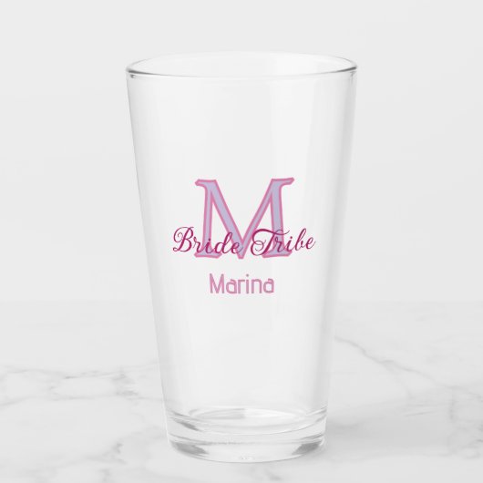 Brautstamm-Monogramm rote Brautparty einfach mini Glas (Vorderseite)