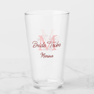 Brautstamm-Monogramm rote Brautparty einfach mini Glas