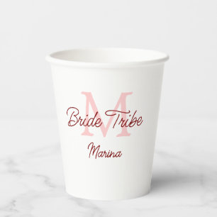 Brautstamm-Monogramm rote Brautparty einfach mini Pappbecher