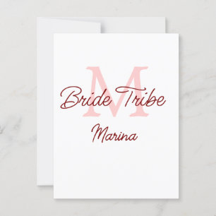 Brautstamm-Monogramm rote Brautparty einfach mini Postkarte
