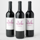 Brautstamm-Monogramm rote Brautparty einfach mini Weinetikett (Flaschen)
