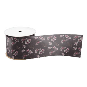 Brautstaub Burgunder Aquarell Blumen und Vögel Satinband