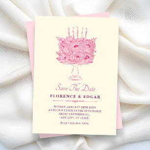 Brautstrauß aus rosa Blumen Save The Date