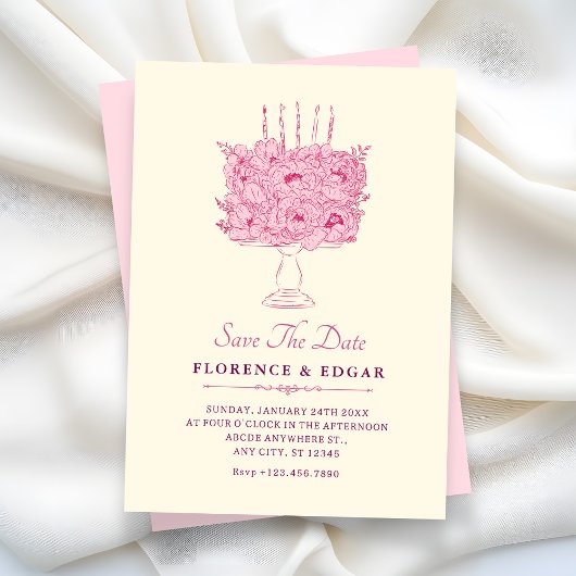 Brautstrauß aus rosa Blumen Save The Date