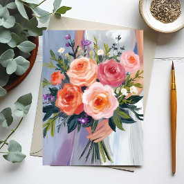 Brautstrauß aus Wildblumen | Florale Hochzeitsbrau Postkarte