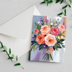 Brautstrauß aus Wildblumen Hochzeitskarte