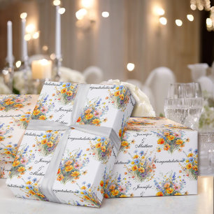 Brautstrauß Blumen Personalisiere Namen Cute Geschenkpapier
