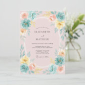 Brautstrauß Blush Lemon Pfingstrose Einladung (Stehend Vorderseite)