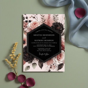 Brautstrauß Botanische Romanze Blush Rose Einladung