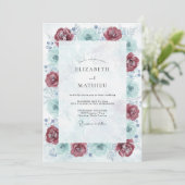 Brautstrauß Crimson Seafoam Blossom Einladung (Stehend Vorderseite)