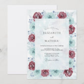 Brautstrauß Crimson Seafoam Blossom Einladung (Vorne/Hinten)