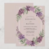 Brautstrauß Fliederhochzeit Einladung (Vorne/Hinten)