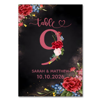 Brautstrauß Florale Hochzeit Tisch Nummer 9 Karte