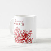 Brautstrauß-Geschenk Blumenkorb Rot Kaffeetasse (Vorderseite Links)