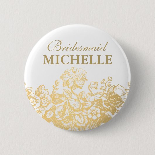 Brautstrauß-Geschenkkorb Blumenkorb Gold Button (Vorderseite)