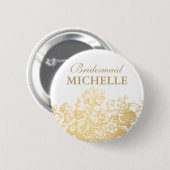 Brautstrauß-Geschenkkorb Blumenkorb Gold Button (Vorne & Hinten)