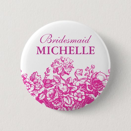 Brautstrauß-Geschenkkorb Blumenkorb Rosa Button (Vorderseite)