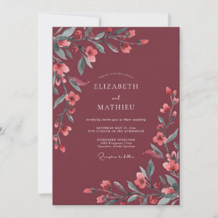 Brautstrauß Maroon Dreamy Blossom Hochzeit Einladung