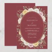 Brautstrauß Maroon Lavish Rose Einladung (Vorne/Hinten)