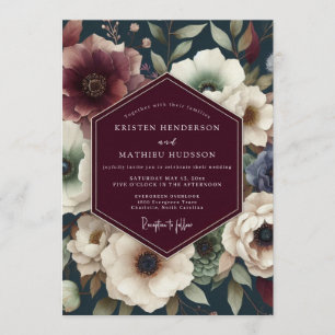 Brautstrauß Maroon Midnight Floral Einladung