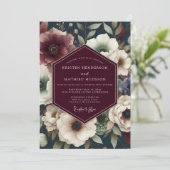 Brautstrauß Maroon Midnight Floral Einladung (Stehend Vorderseite)