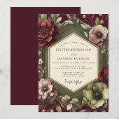 Brautstrauß Maroon Renaissance Bloom Einladung (Vorne/Hinten)
