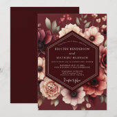 Brautstrauß Maroon Somber Bloom Einladung (Vorne/Hinten)