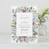 Brautstrauß mit staubiger Rose Botanical Bloom Einladung (Stehend Vorderseite)