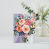 Brautstrauß mit Wildblumen | Florale Hochzeitsbrau Postkarte (Stehend Vorderseite)