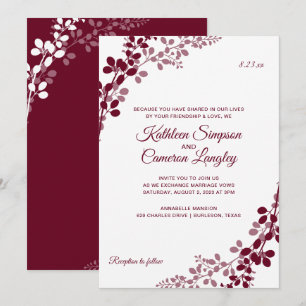Brautstrauß oder Reben Hochzeitskarten   Marsala Einladung