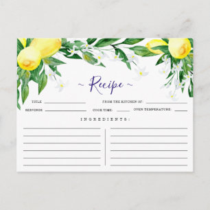 Brautstrauß-Rezeptkarte mit Zitronenblüten-Grün Postkarte