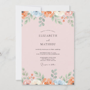 Brautstrauß Rosa Aprikosenblatt-Hochzeit Einladung