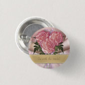 Brautstrauß (rosa) Individuelle Hochzeit Button (Vorne & Hinten)