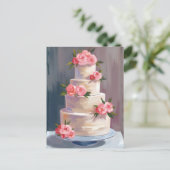 Brautstrauß-Rosen-Hochzeitstorte | Aquarell-Hochze Postkarte (Stehend Vorderseite)