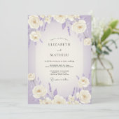 Brautstrauß Weiße Periwinkle-Rose Einladung (Stehend Vorderseite)