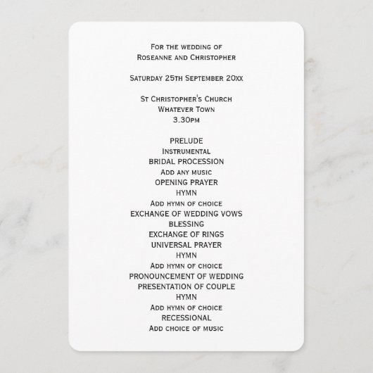 Brautstudiengang Programm (Rückseite)