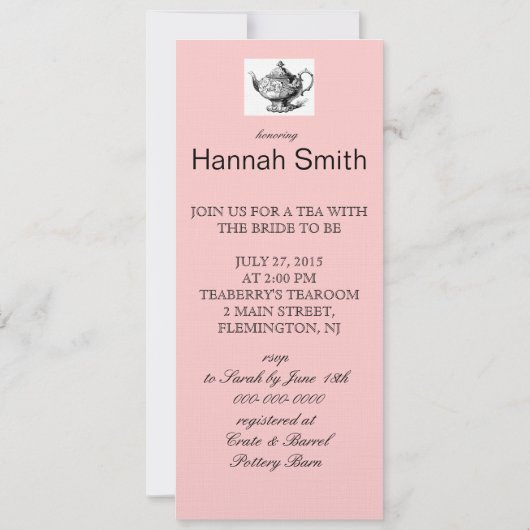 Brauttee-Einladung Einladung (Rückseite)