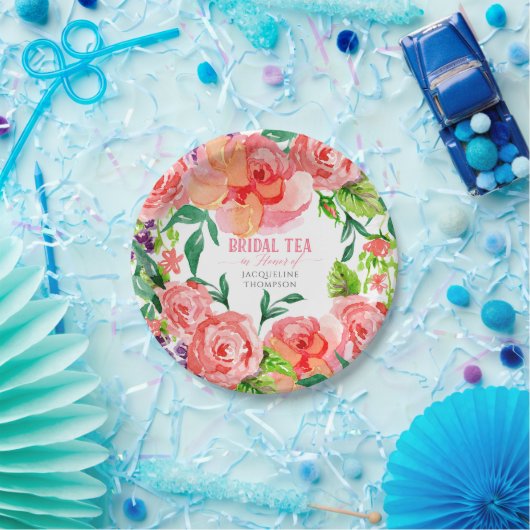 Brauttee-moderne heißes Rosa-Pfirsich-Korallen-Mit Pappteller (Party)