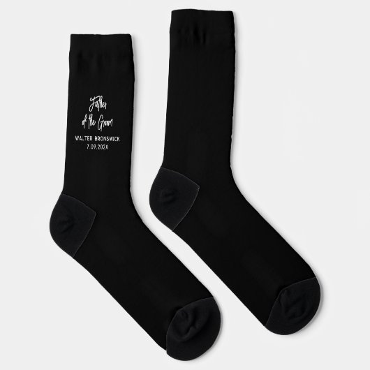 Brautvater Elegantes Skript Hochzeit Schwarz Socken (Rechts)