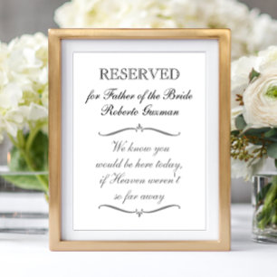 Brautvater-Gedenk-Reservierte-Hochzeit Poster