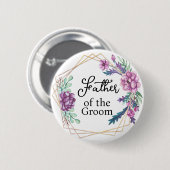 Brautvater lila Blumenhochzeit Button (Vorne & Hinten)