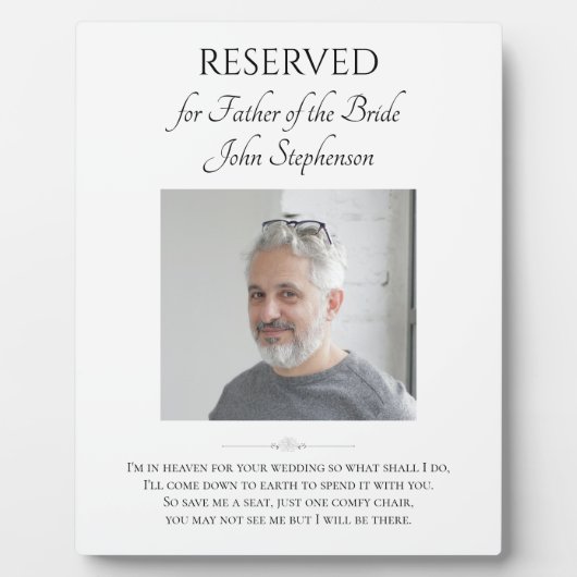 Brautvater Rettete ein Foto für Hochzeiten Fotoplatte (Vorderseite)